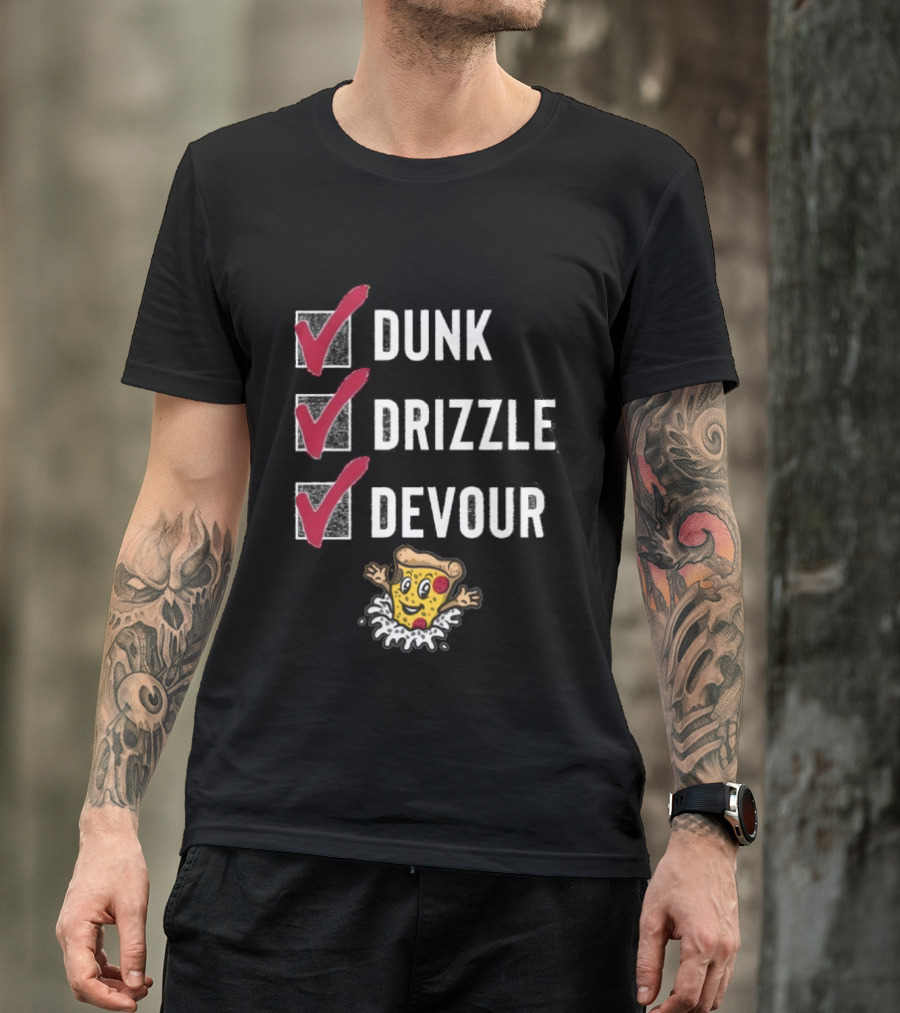 Tulsa Ranch Dippers Dunk Drizzle Devour Pizza Checklist T-Shirt
