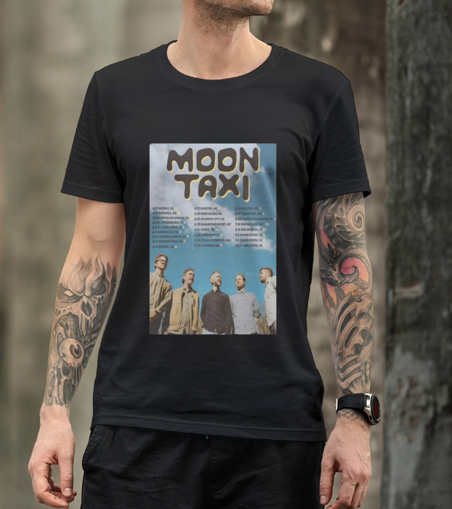 Moon Taxi 2026 Summer Tour Dates With Band Photo Sky T-Shirt