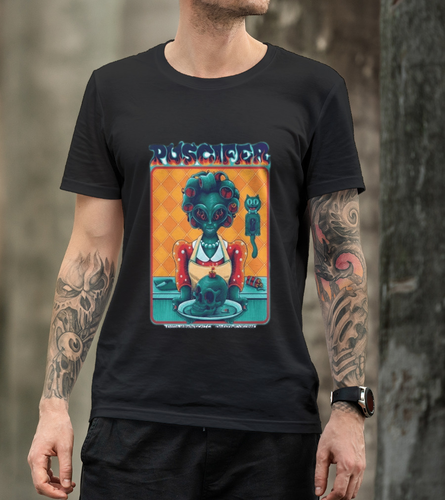 Puscifer Apr 10 2026 Mashantucket CT Foxwoods Resort Casino Alien Chef With Skull And Cat T-Shirt