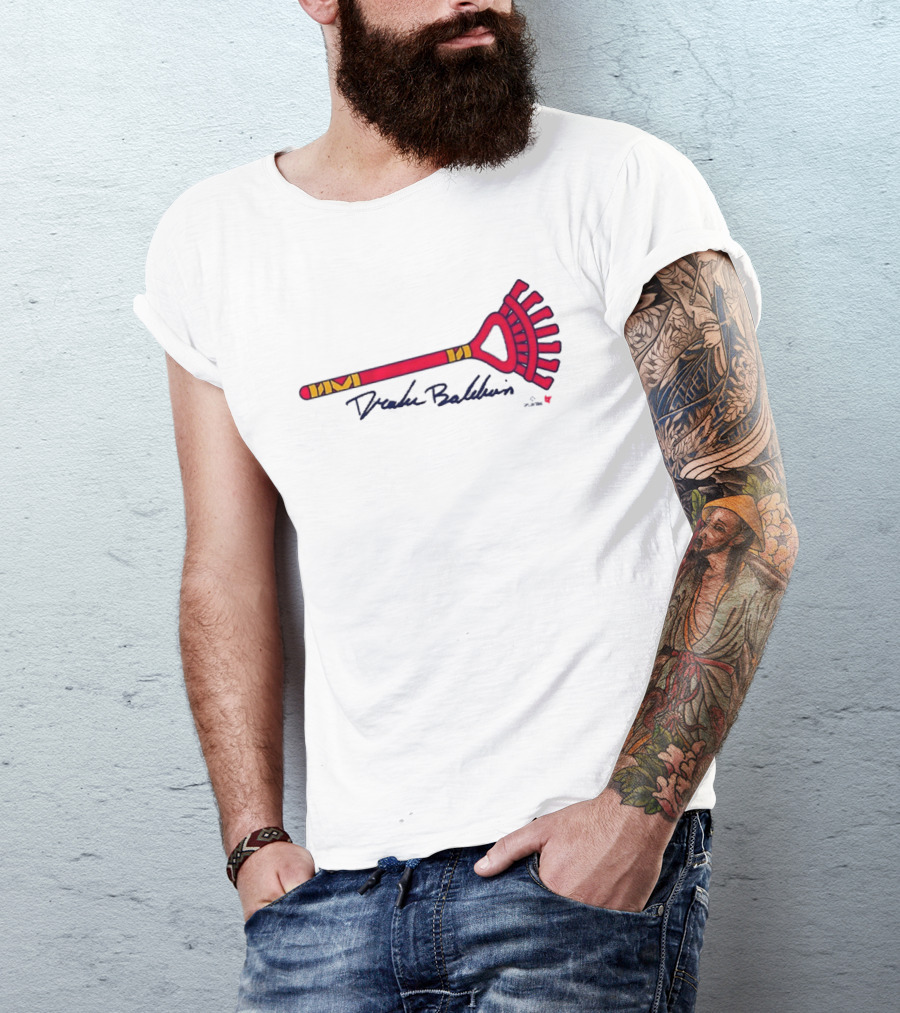 Drake Baldwin Red Yellow Rake Drawing T-Shirt
