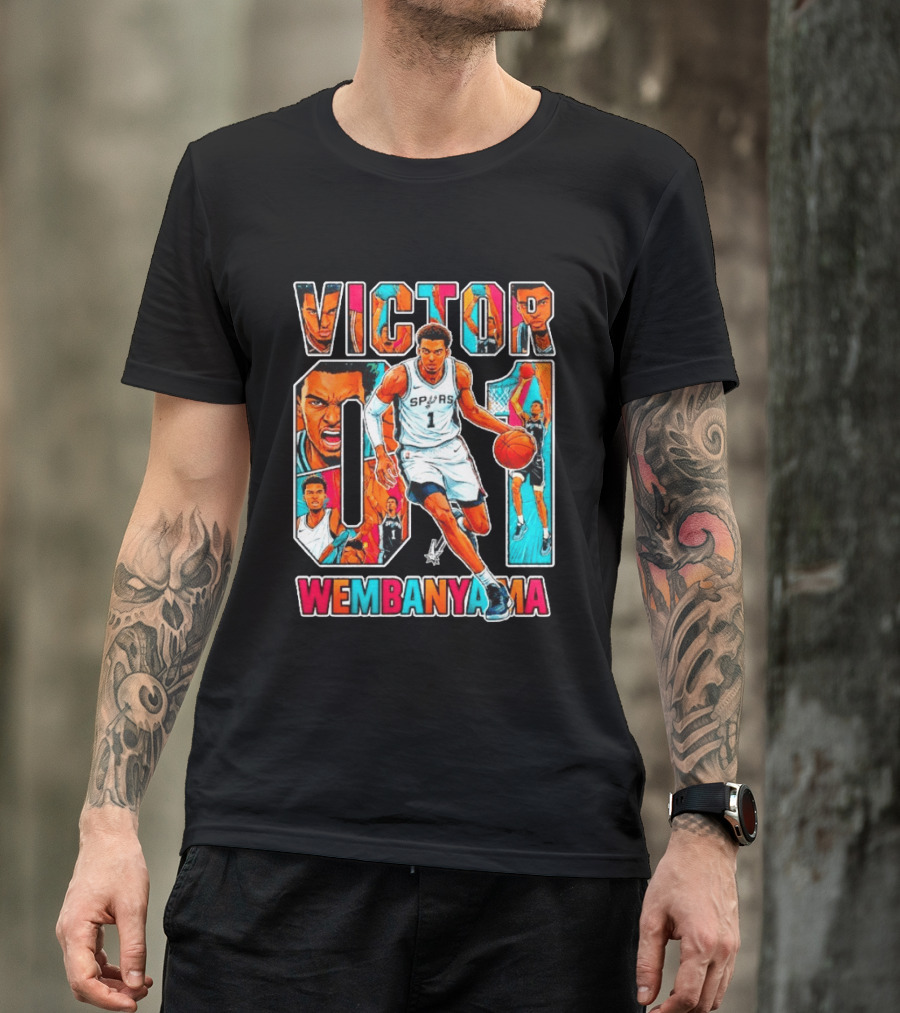 Victor Wembanyama No 1 San Antonio Spurs Comic Fiesta T-Shirt
