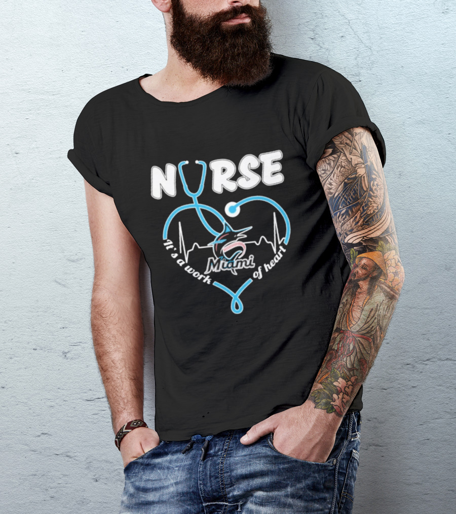 Nurse It's A Work Of Heart Miami Stethoscope 2026 T-Shirt