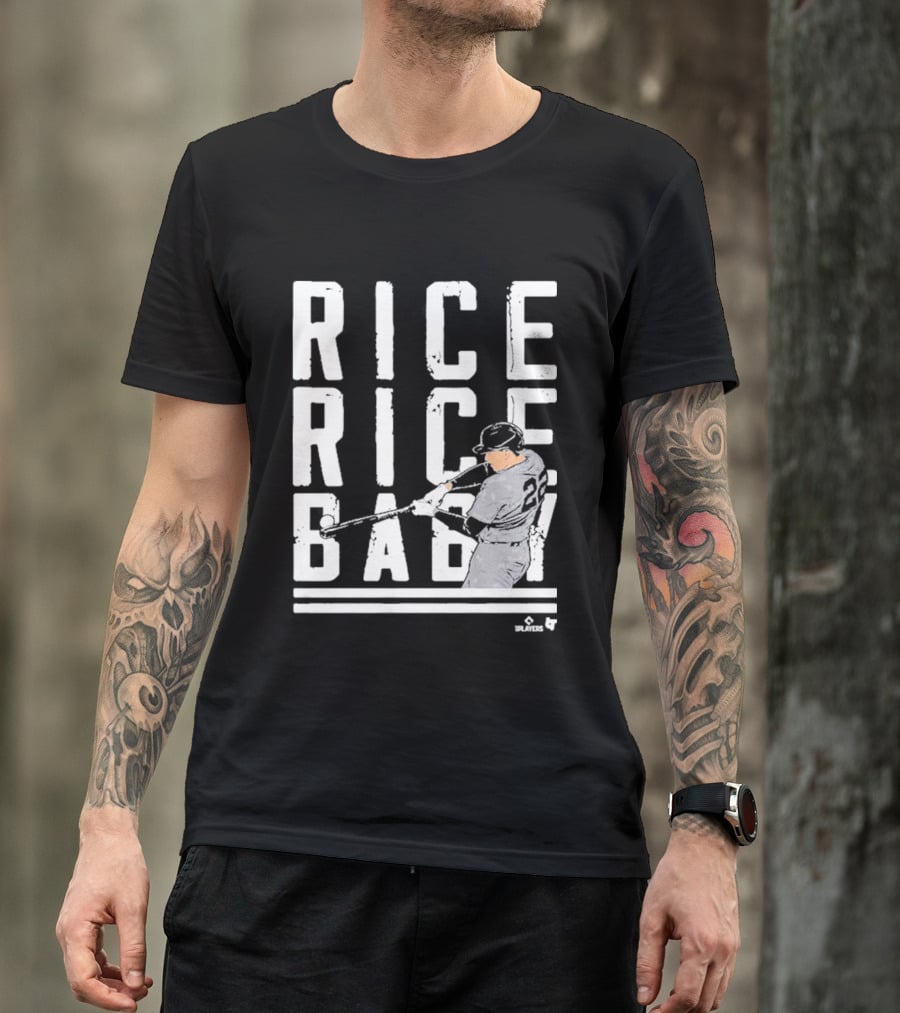 Rice Rice Baby Baseball Player Number 2 Batting Action T-Shirt