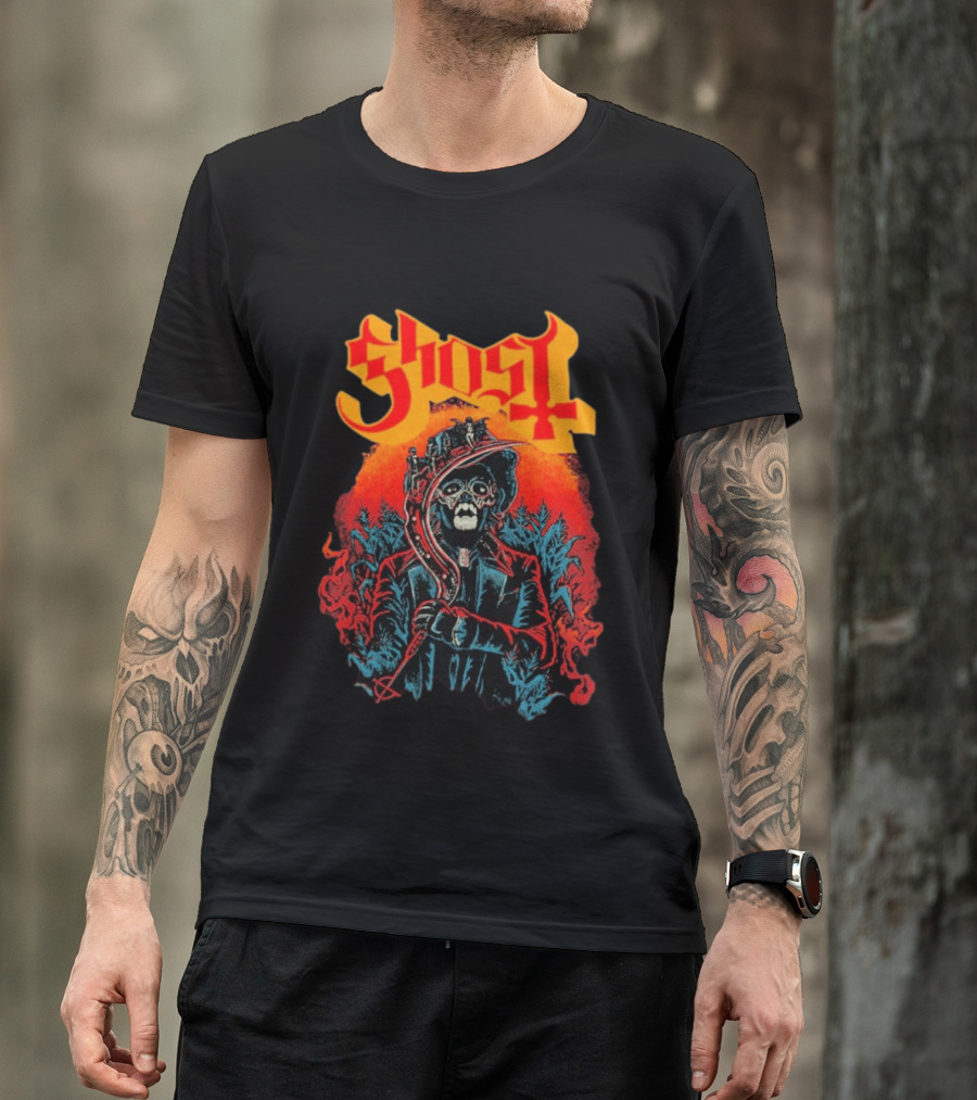 Ghost Black Harvest Grim Reaper Scythe T-Shirt