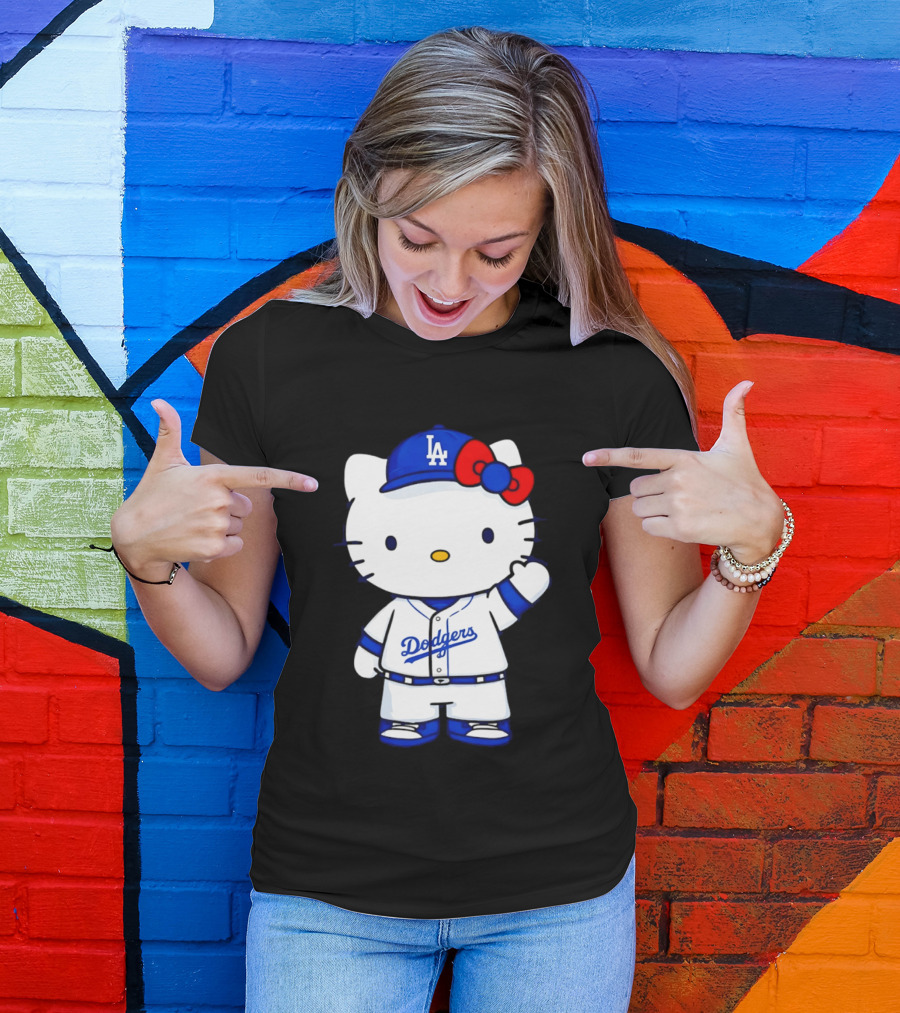 Hello Kitty Los Angeles Dodgers MLB Baseball Collaboration Fan T-Shirt