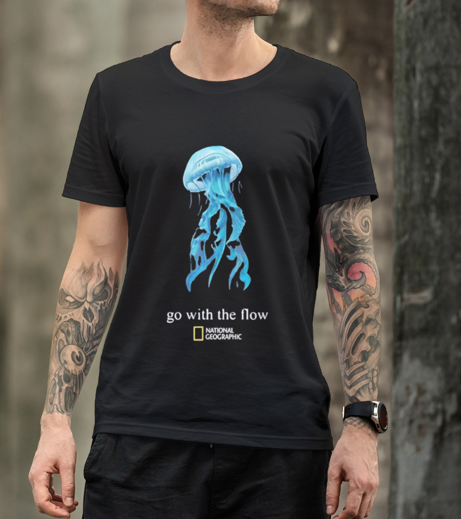 Jellyfish Go With The Flow National Geographic Blue Ocean T-Shirt