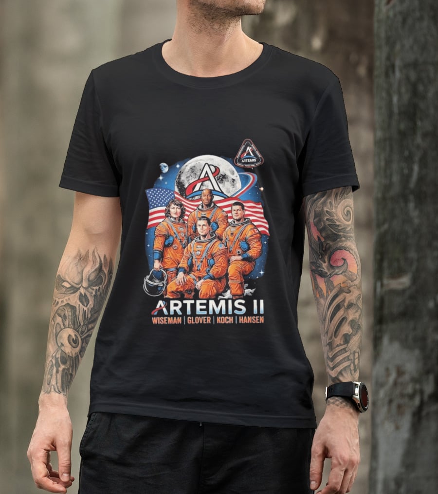 NASA Artemis II Wiseman Glover Koch Hansen Astronauts Return To Earth Moon Mission T-Shirt