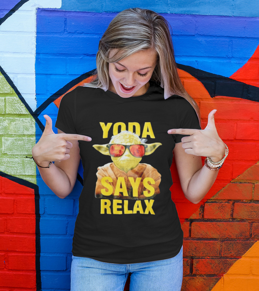 Yoda Says Relax Sunglasses Funny Jedi Master T-Shirt