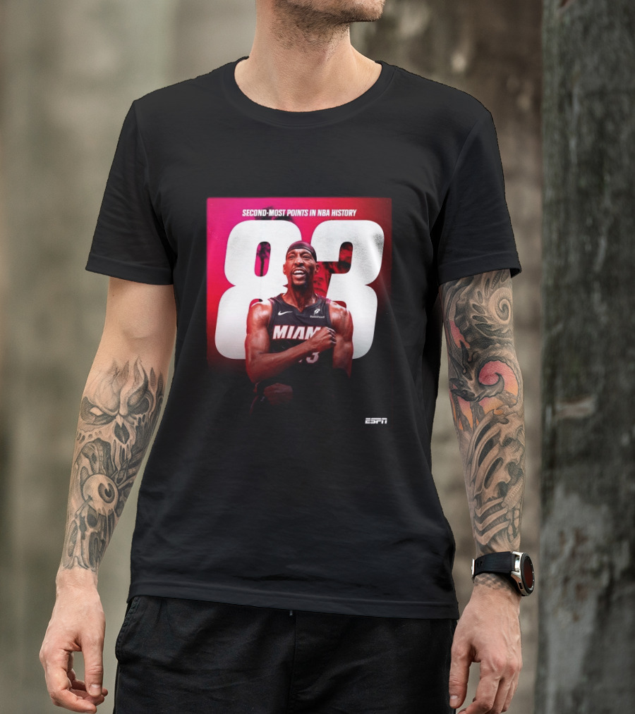 Bam Adebayo 83 Second Most Points NBA History Miami ESPN T-Shirt