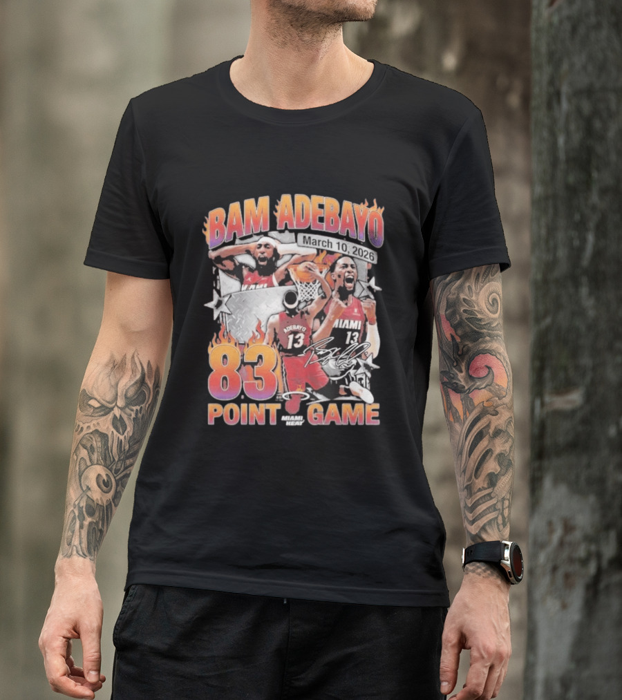Bam Adebayo March 10 2026 Miami Heat 83 Point Game T-Shirt