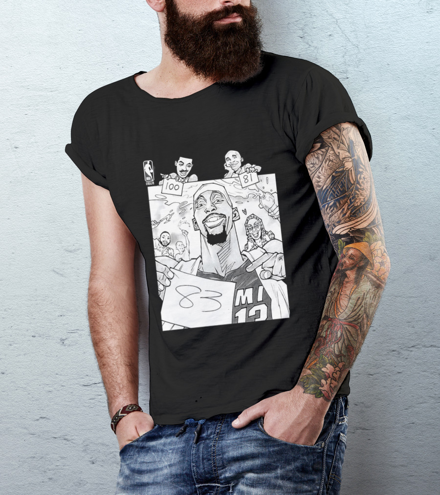 Bam Adebayo 83 Points Wilt Bam Kobe 2nd Highest Scoring Game NBA History Cartoon Miami 13 T-Shirt