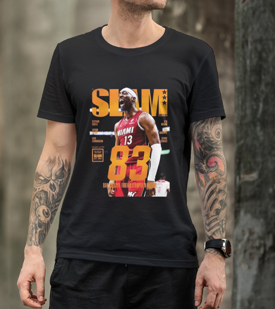 SLAM 261 Bam Adebayo Miami Heat Metal Edition 83 Points Forever Stamped In History T-Shirt