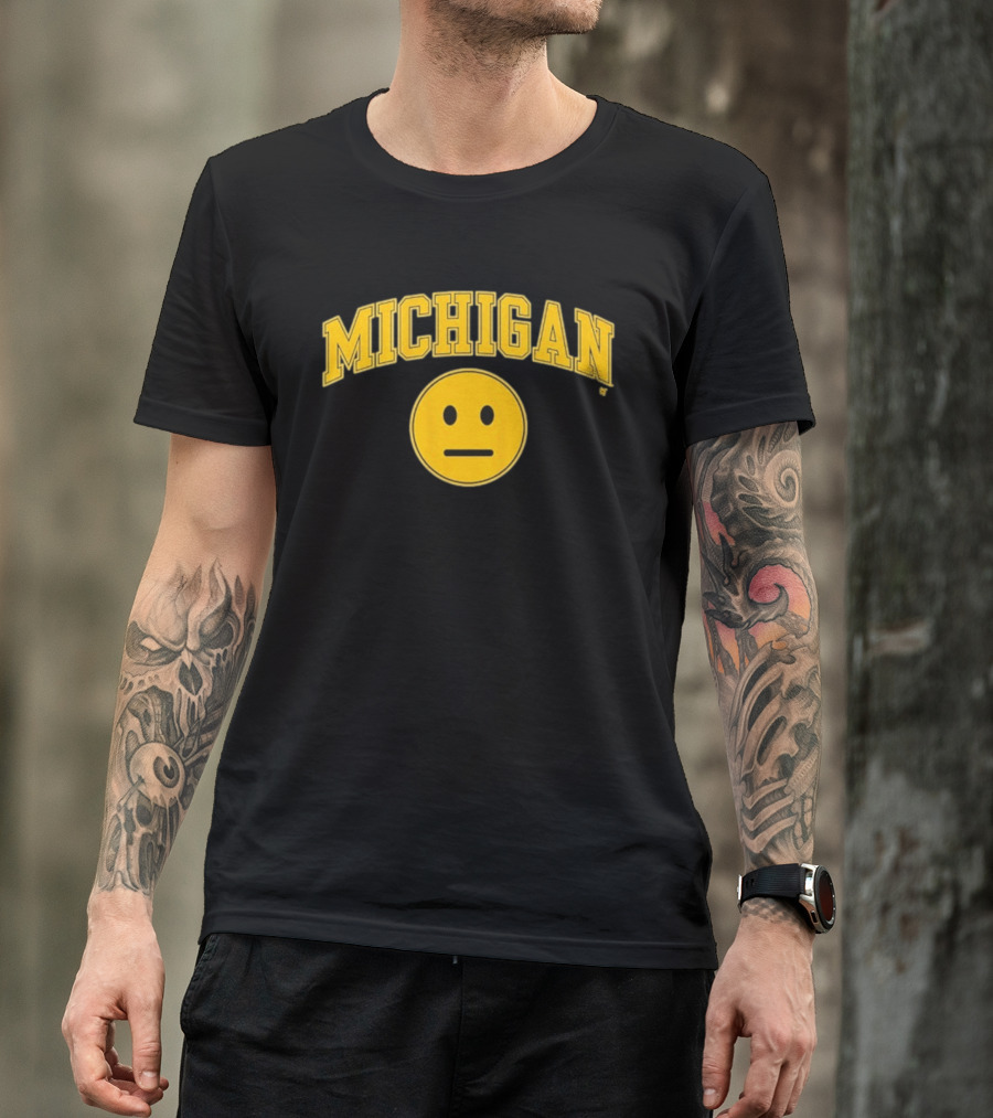 Michigan Basketball Yellow Emoji Face T-Shirt