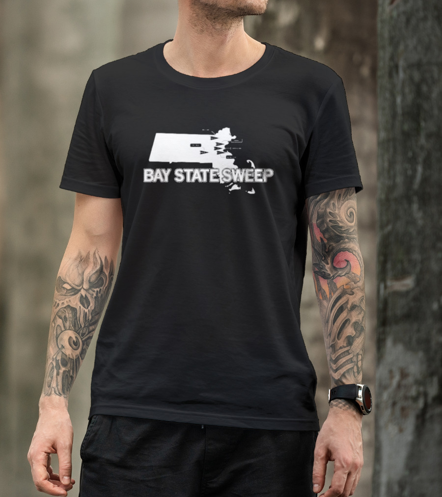 Bay State Sweep Massachusetts Map Landmarks T-Shirt