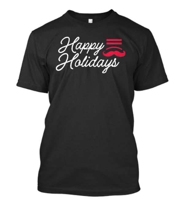 Happy Holidays Cincinnati Baseball Mustache T-Shirt