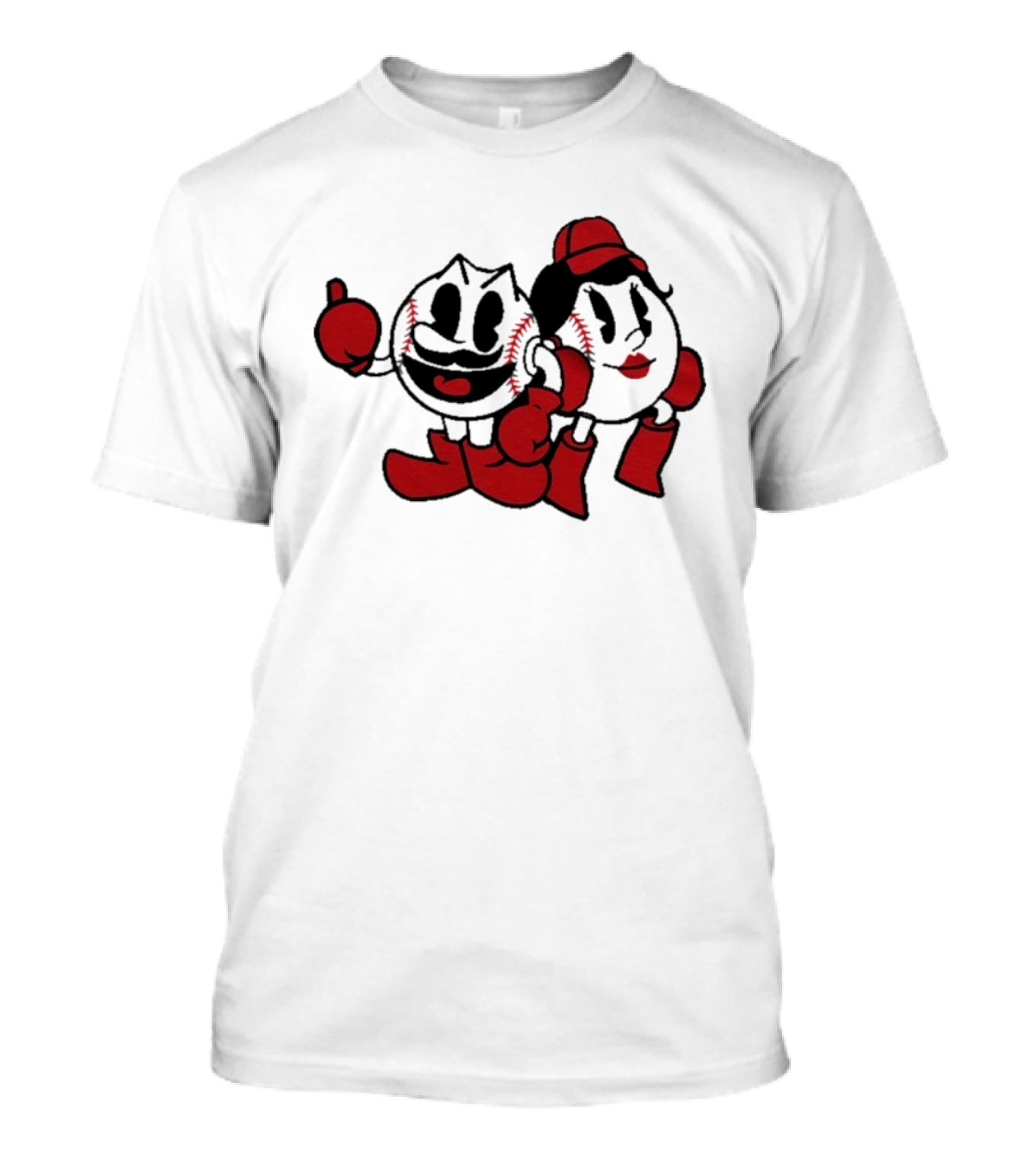 Cincy Mr. And Ms. Baseball Characters With Red Gloves And Boots T-Shirt