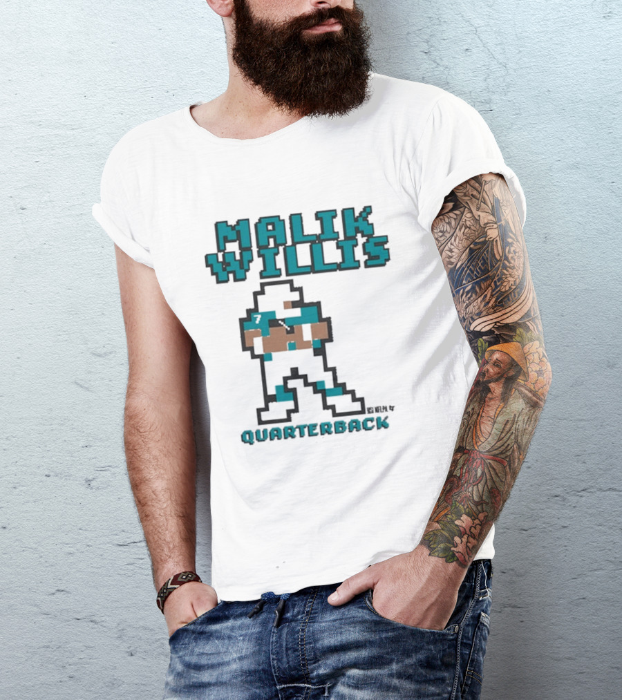 Malik Willis Retro Pixel Quarterback Miami Baller T-Shirt