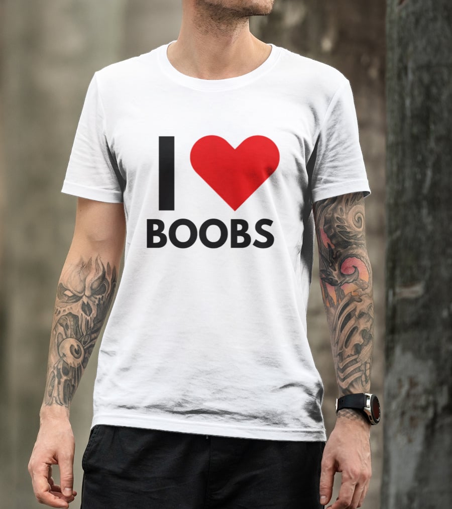 I Love Boobs Heart Symbol Humor T-Shirt