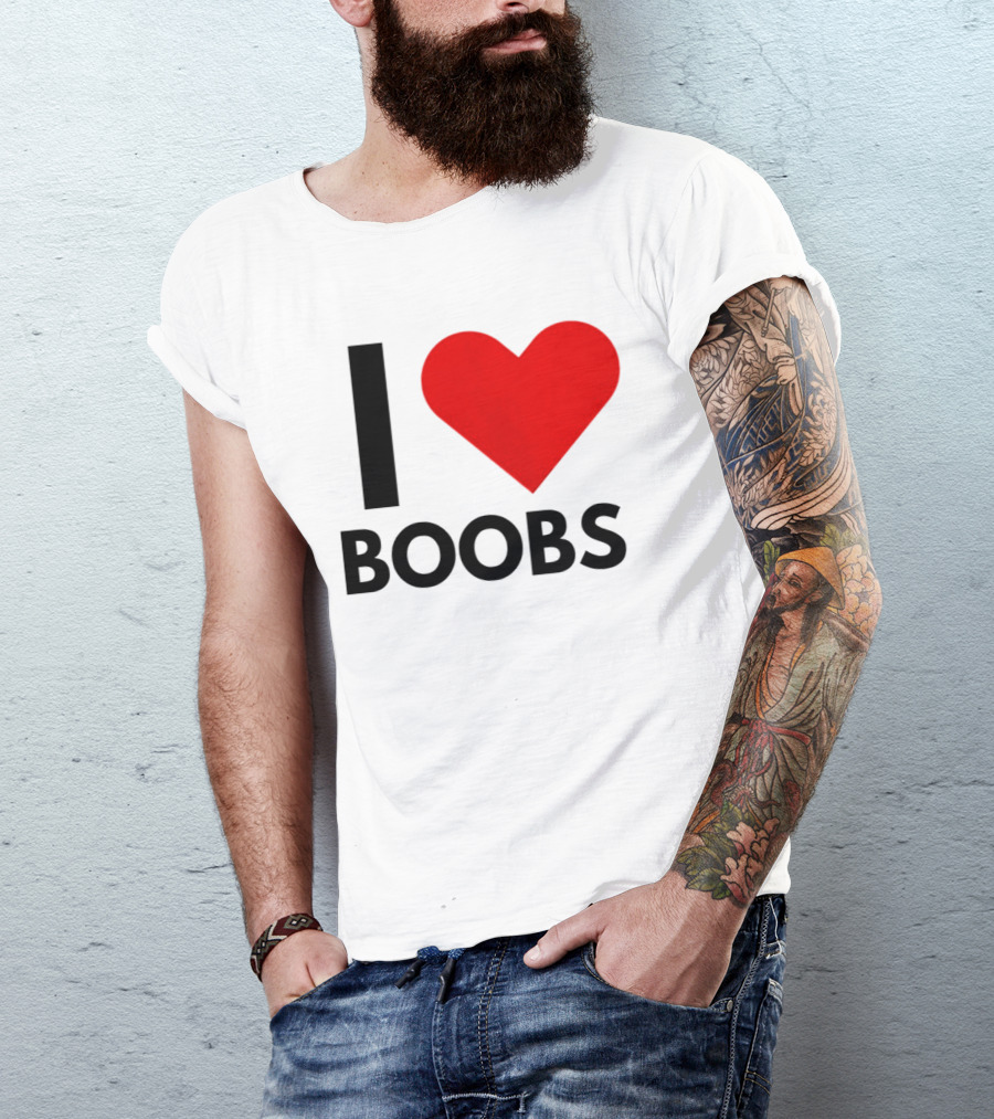 I Love Boobs Heart Symbol Humor T-Shirt