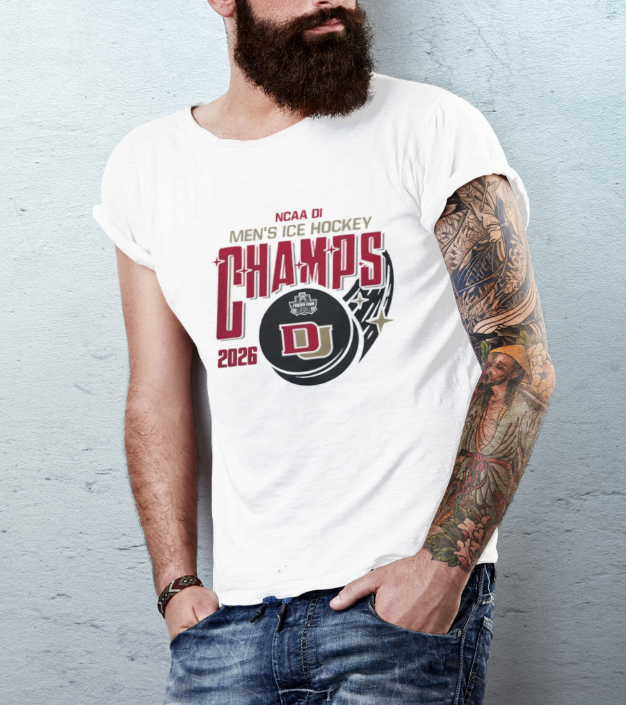 NCAA DI Men's Ice Hockey Champs 2026 DJ Denver Pioneers T-Shirt