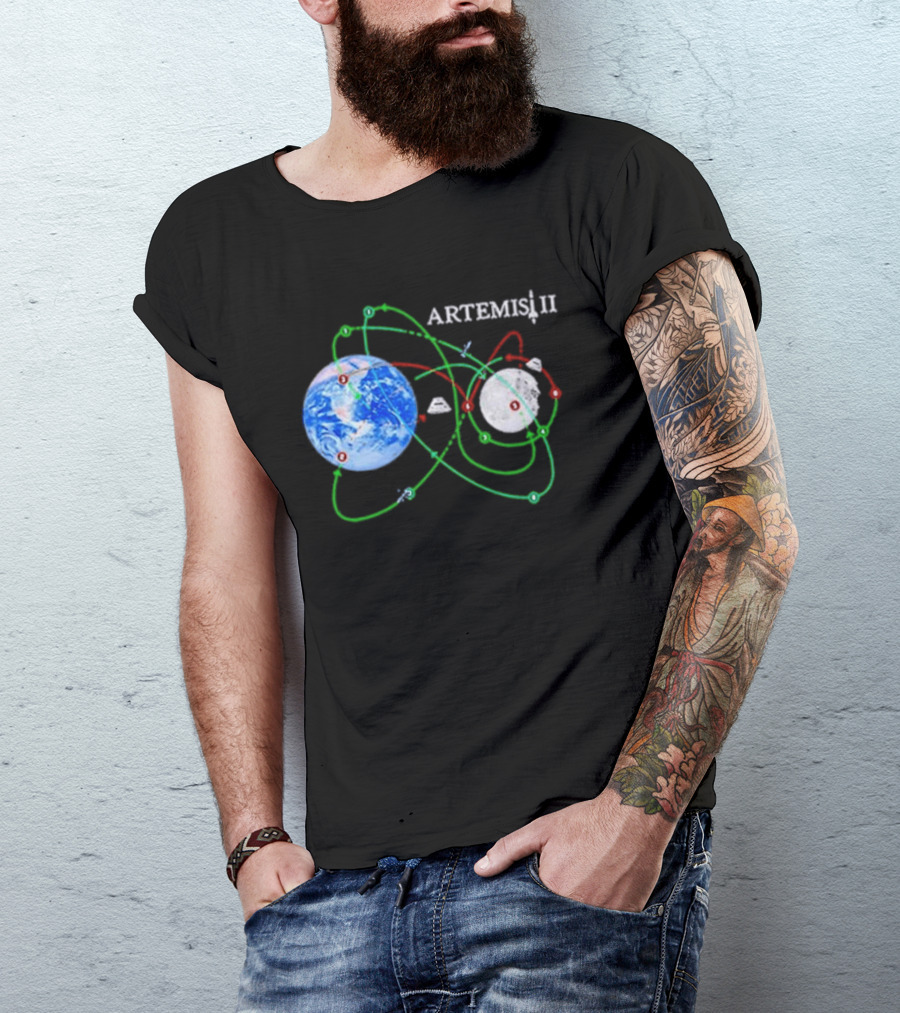 Artemis II NASA Moon Mission Pathways Earth And Moon T-Shirt