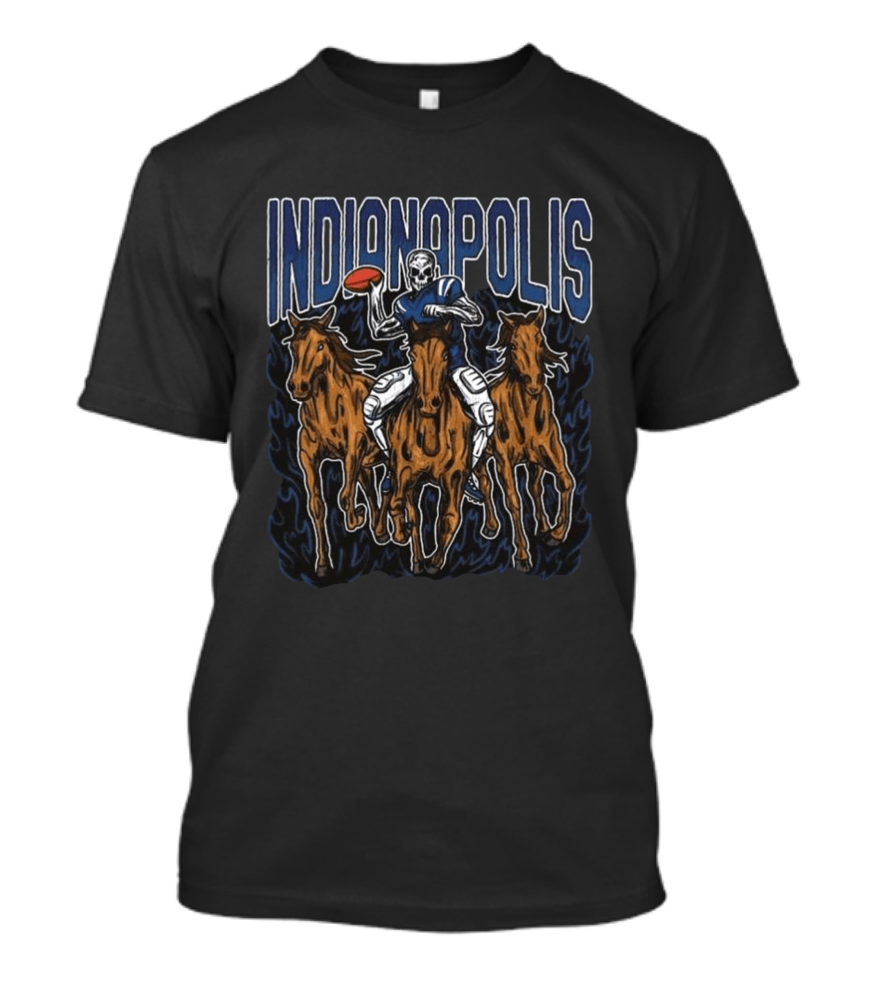 Indianapolis Colts Football Skeleton Riding Horses T-Shirt