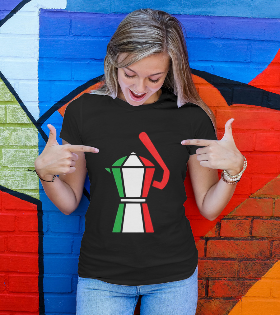Italy Coffee Pot Italian Flag Colors White T-Shirt