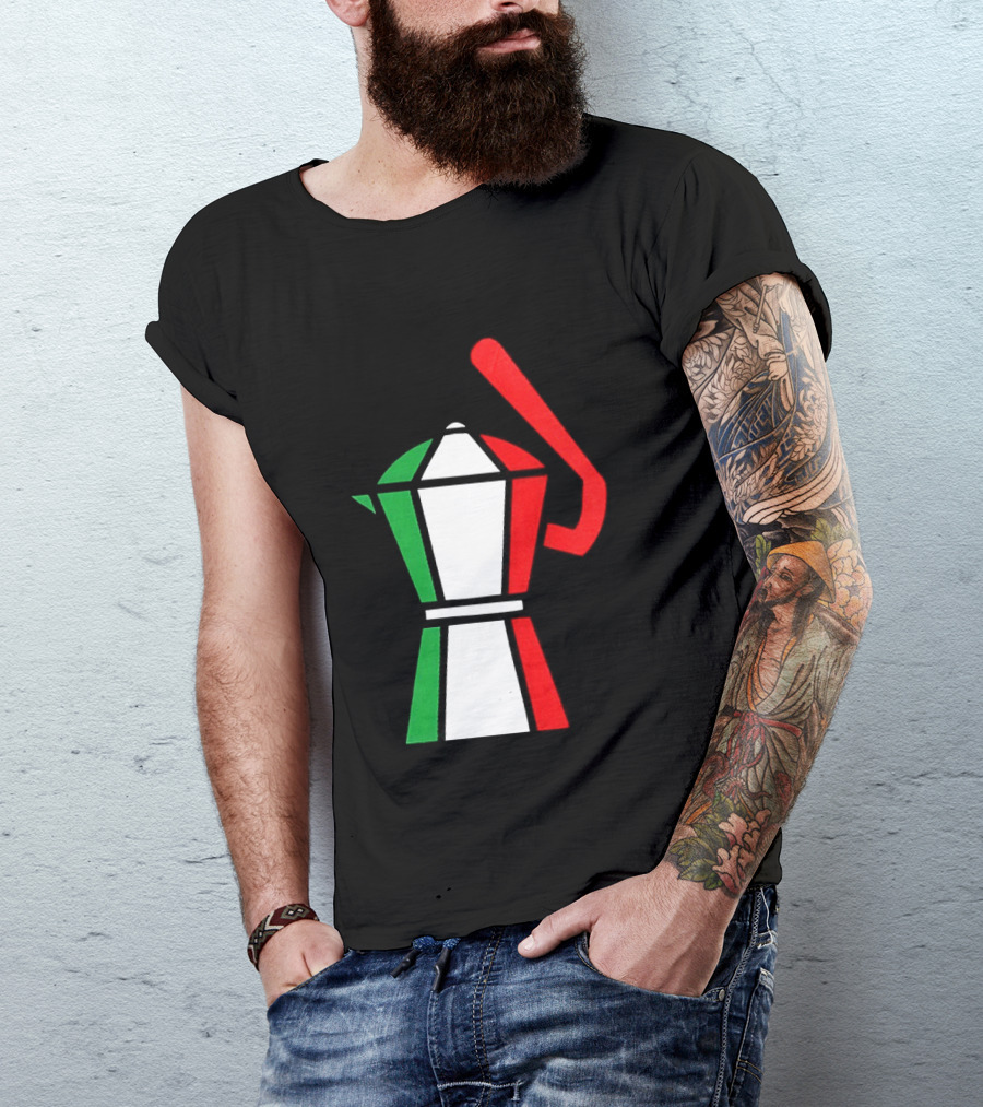 Italy Coffee Pot Italian Flag Colors White T-Shirt