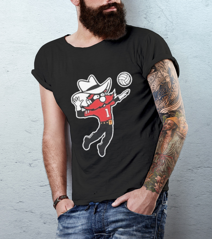 Raider Red Playing Volleyball Action T-Shirt