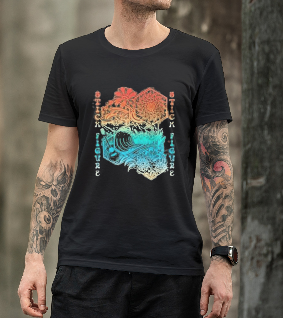 Stick Figure Coastal Cruiser Sun And Waves T-Shirt