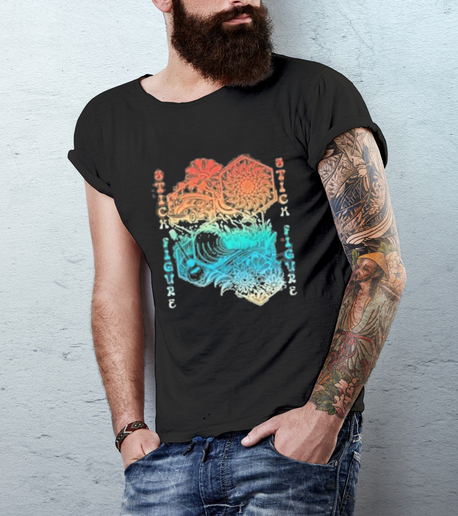 Stick Figure Coastal Cruiser Sun And Waves T-Shirt