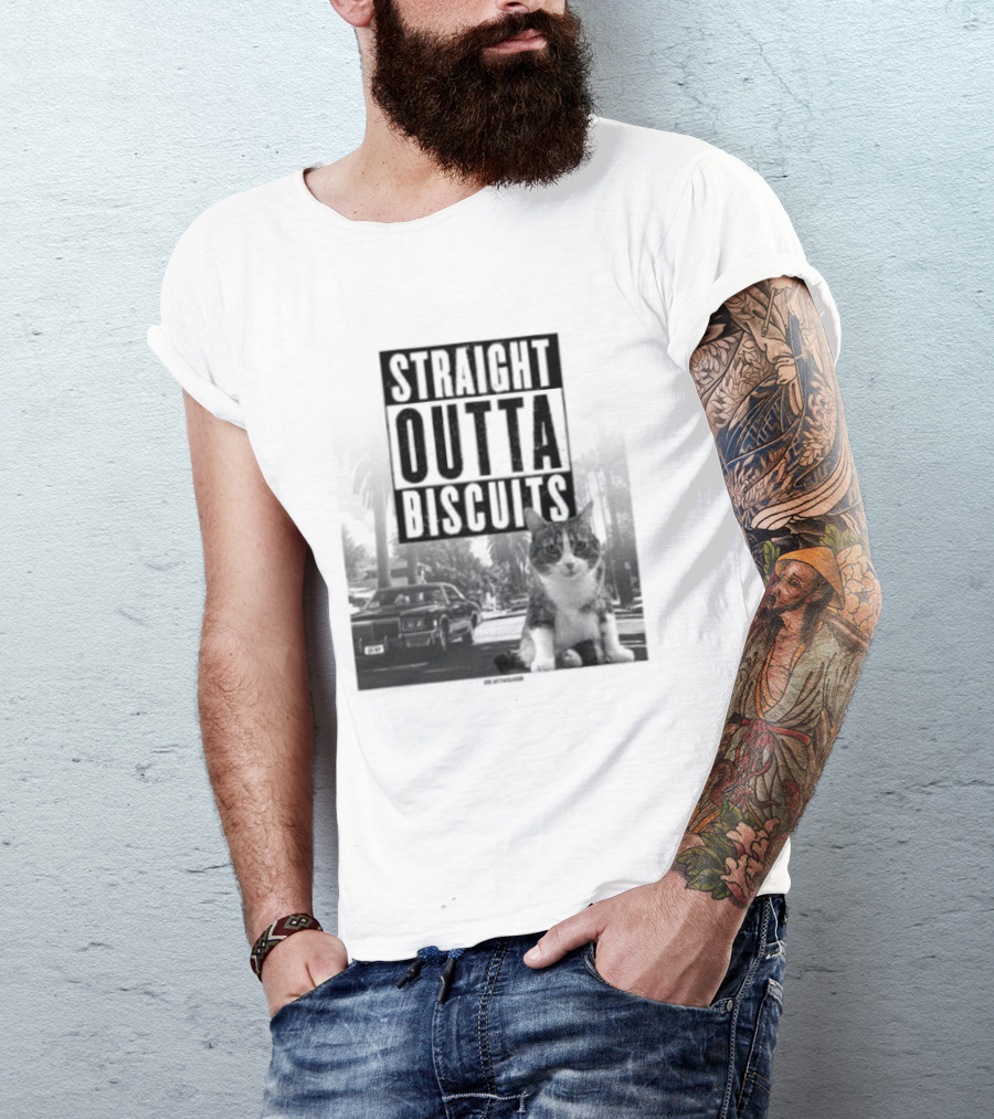 Straight Outta Biscuits Dr. Matt McGlasson Cat Humor T-Shirt