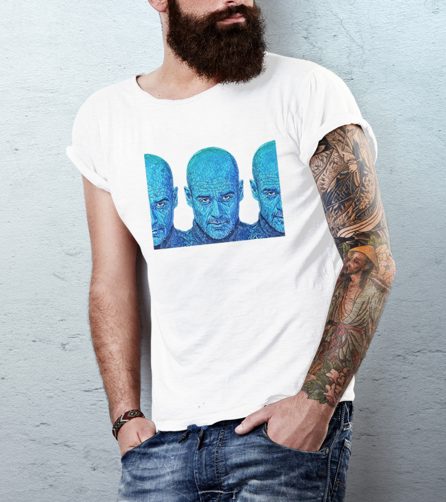 Manchester City FC Pep Guardiola Mosaic Style Blue T-Shirt