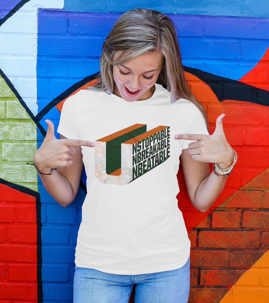 Unstoppable Unbreakable Unbeatable Bold 3D Text Optical Illusion T-Shirt