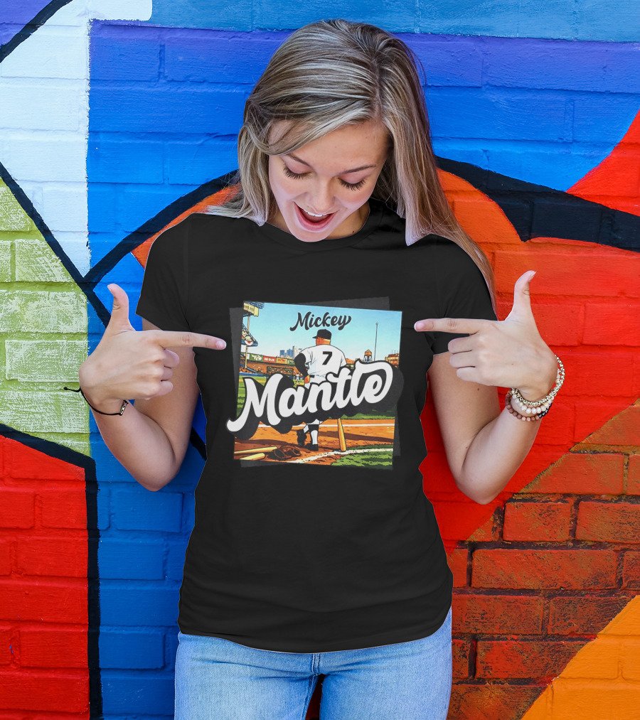 Mickey Mantle New York Yankees Baseball Stadium Number 7 T-Shirt