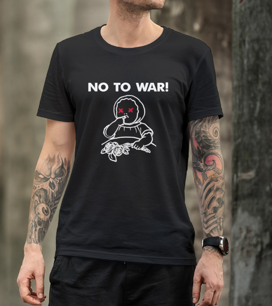 No To War Jon King Protest Statement With Child And Flowers T-Shirt