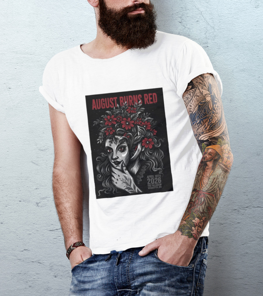 August Burns Red Concert April 10 2026 The Palladium Worcester MA Floral Headpiece T-Shirt