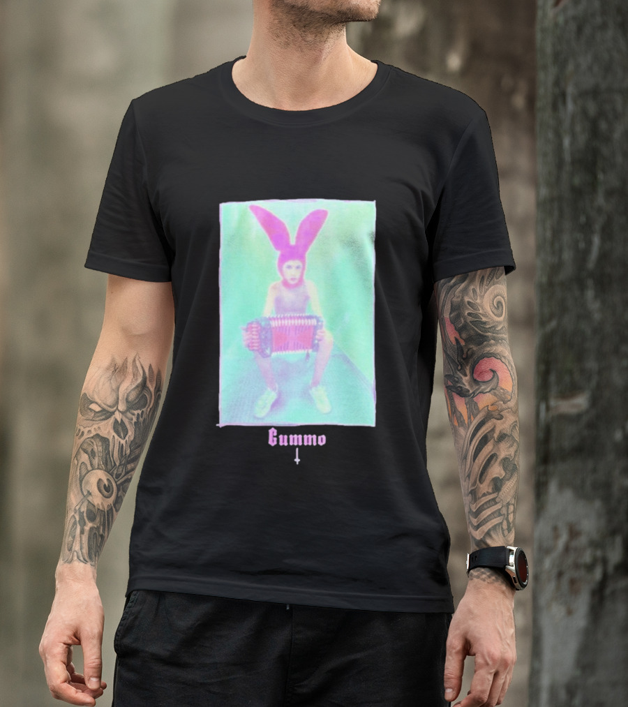 Gummo Bunny With Accordion And Pink Ears T-Shirt