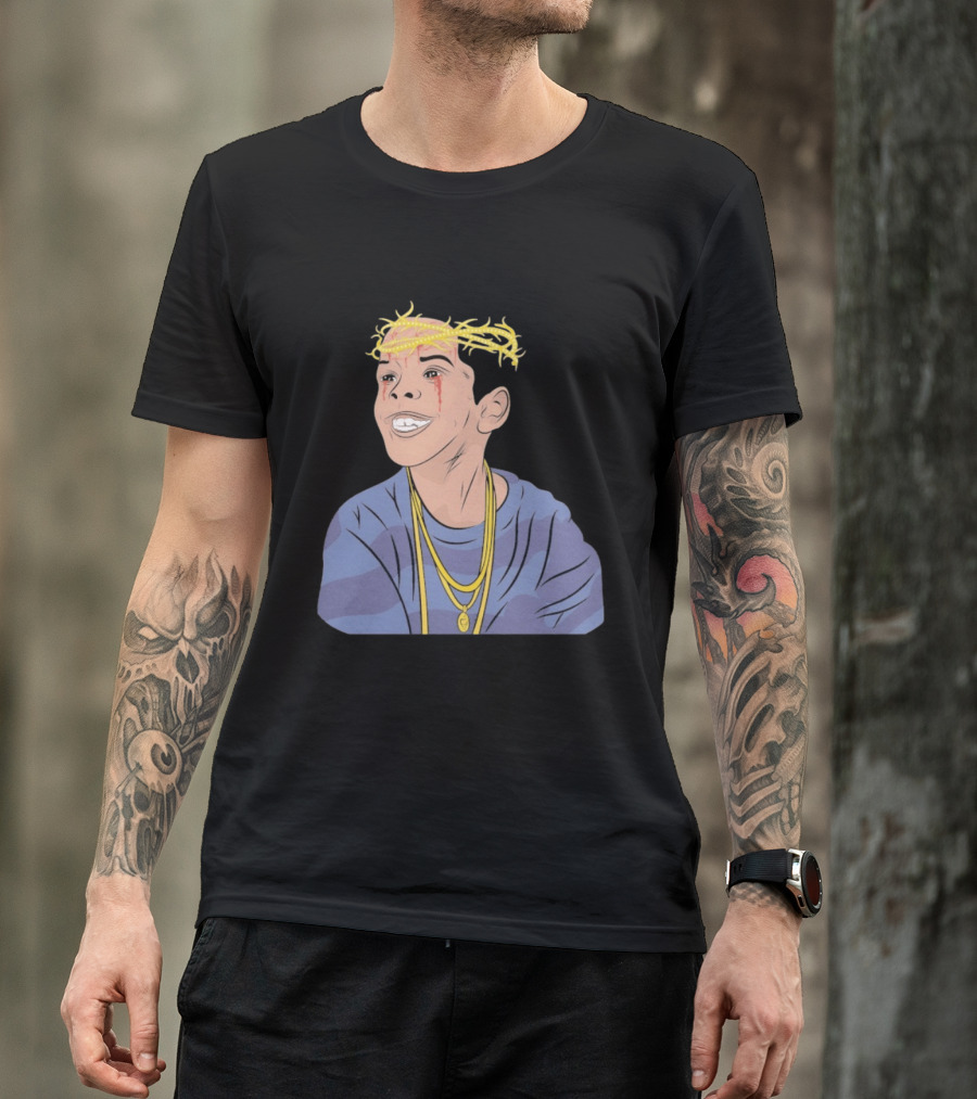 Flygod 10 Year Anniversary Unique Graphic With Golden Crown And Tearful Smile T-Shirt
