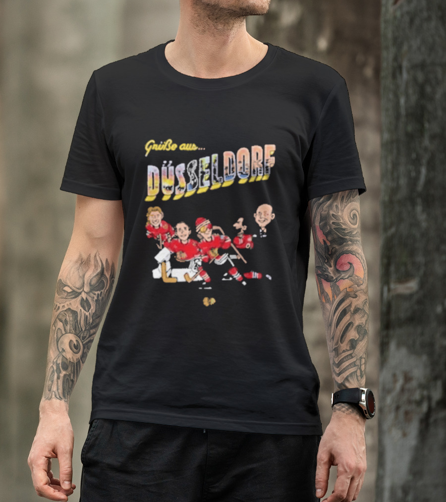Grüße Aus Düsseldorf Chicago Blackhawks Classic Ice Hockey Scene T-Shirt