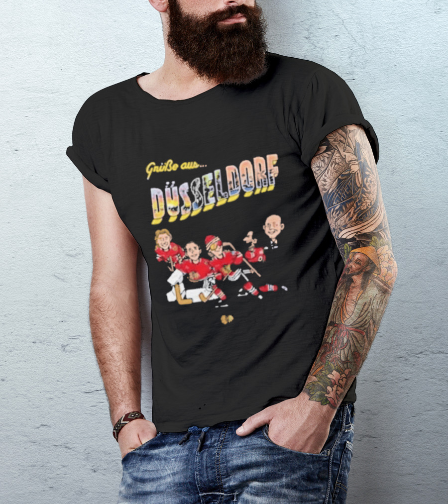Grüße Aus Düsseldorf Chicago Blackhawks Classic Ice Hockey Scene T-Shirt