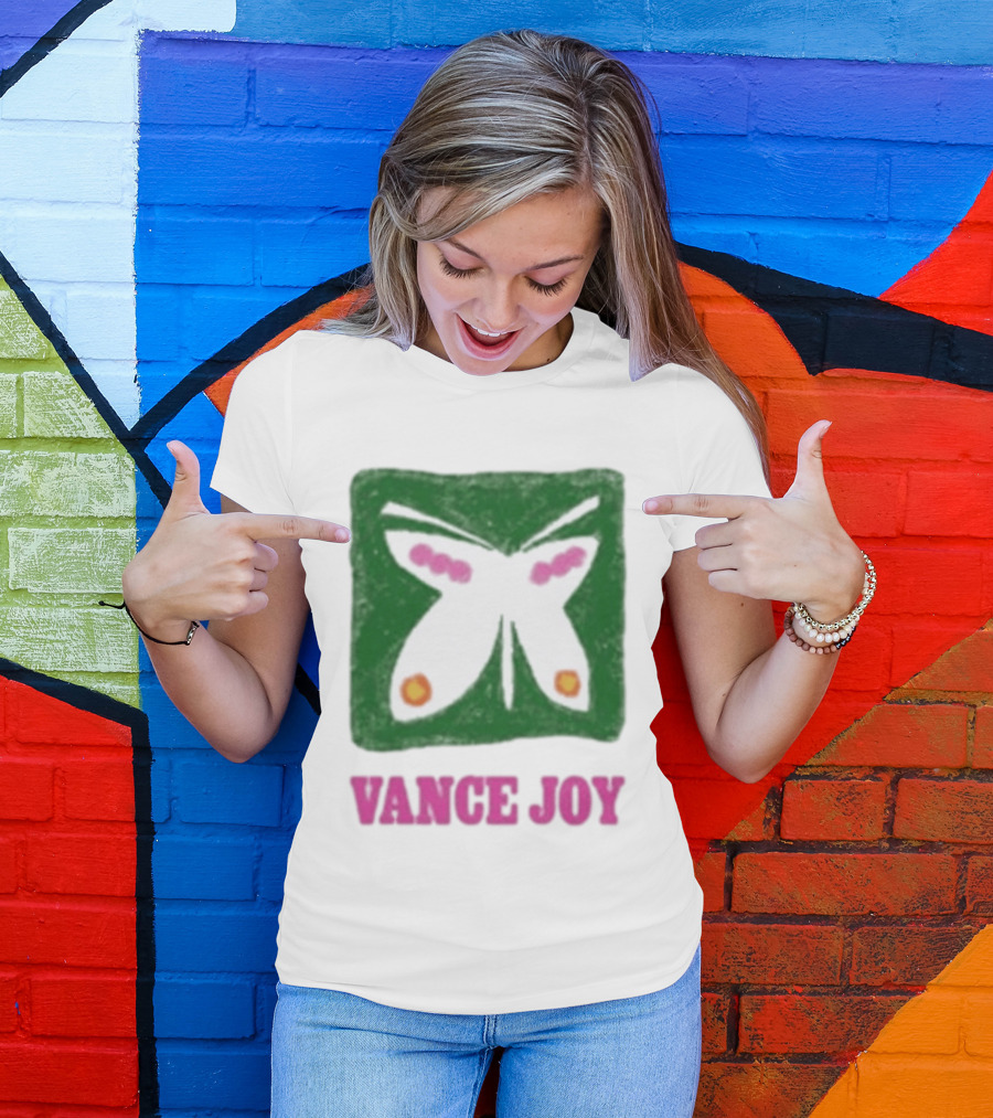Vance Joy Butterfly Green Pink White T-Shirt