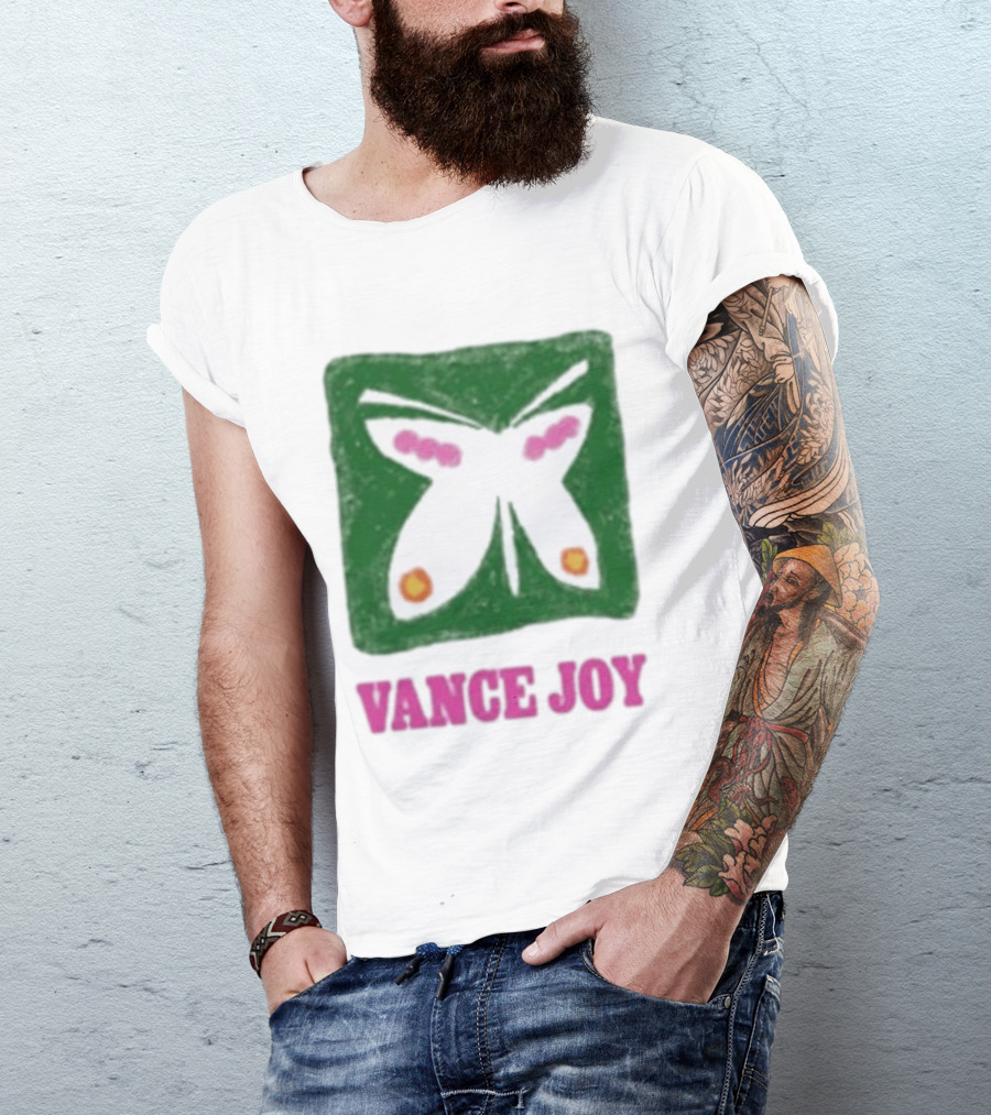 Vance Joy Butterfly Green Pink White T-Shirt