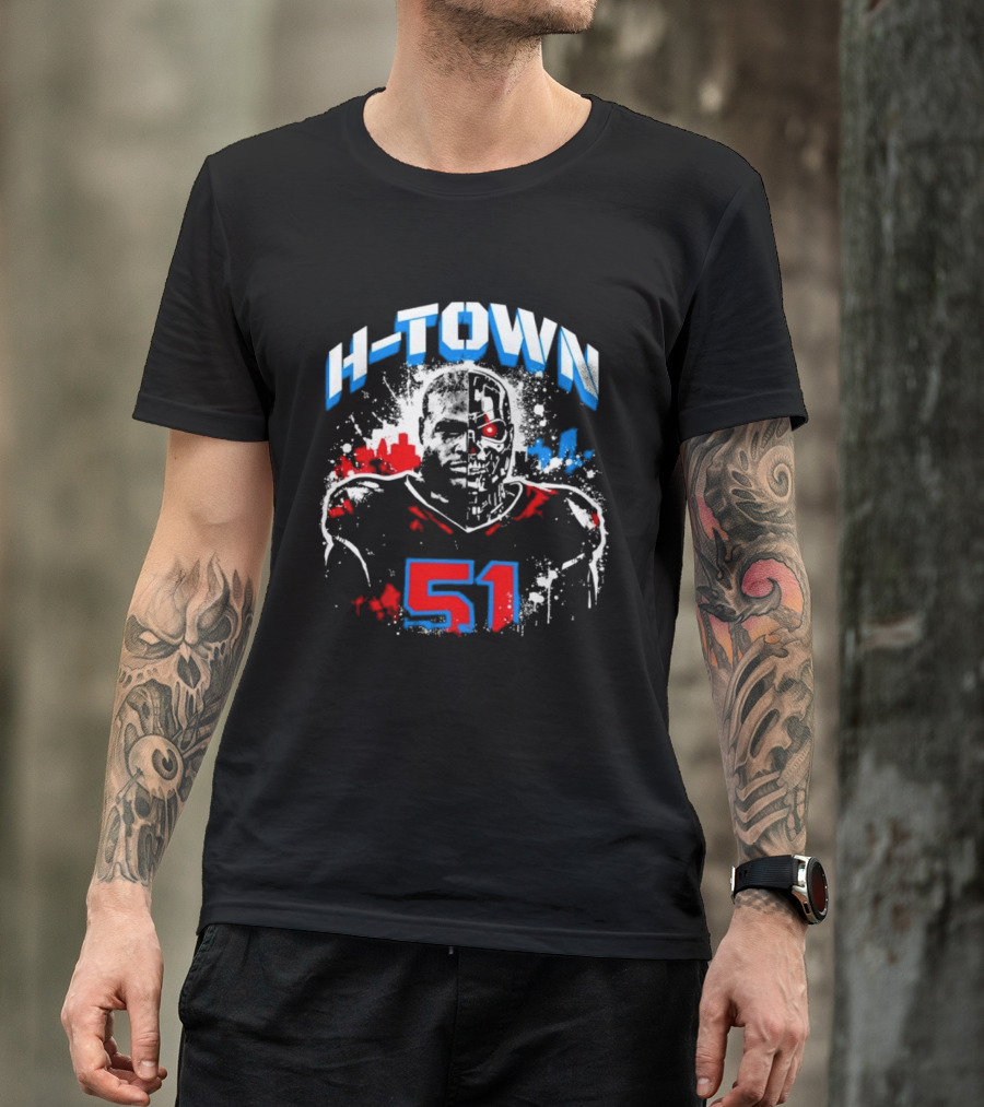 Will Anderson Jr. Number 51 Houston Texans H Town Skyline T-Shirt