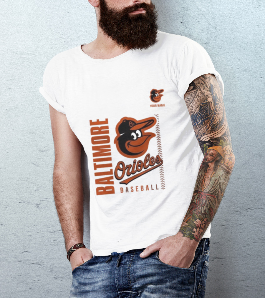 Baltimore Orioles Baseball Team Logo With Mascot Bird T-Shirt
