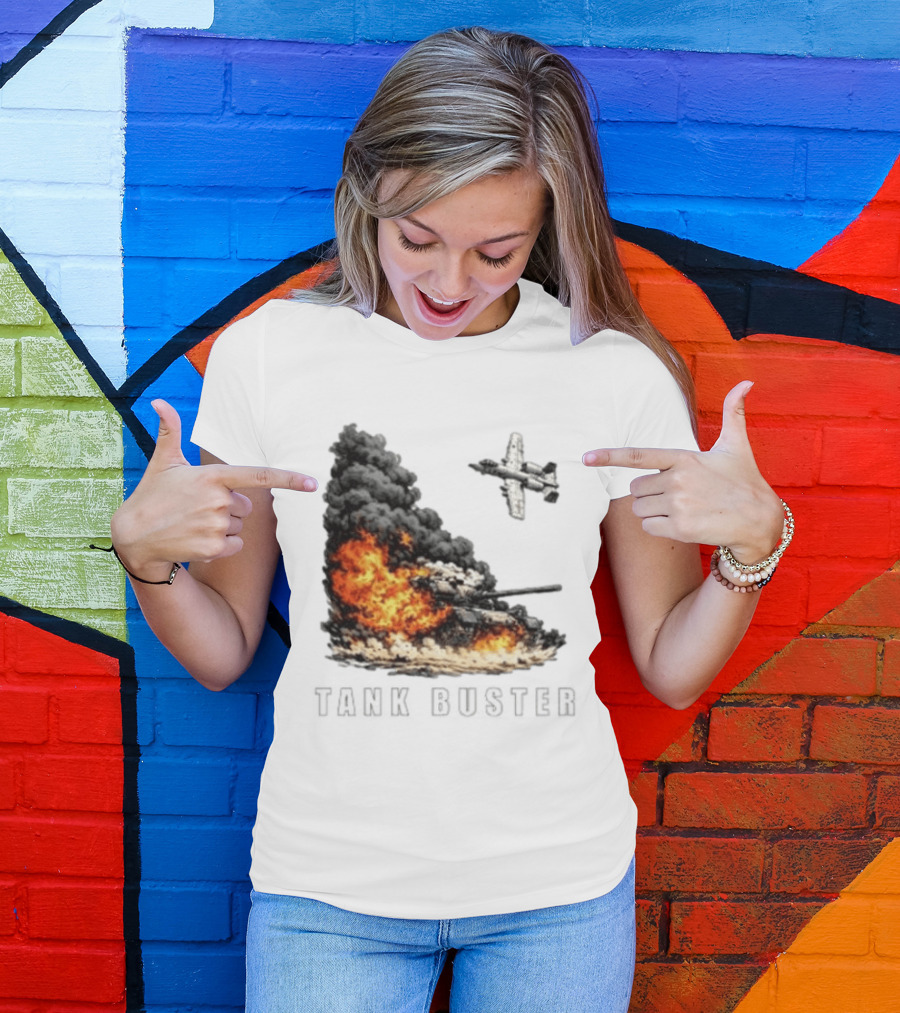 Tank Buster Explosion Fighter Plane Attack T-Shirt