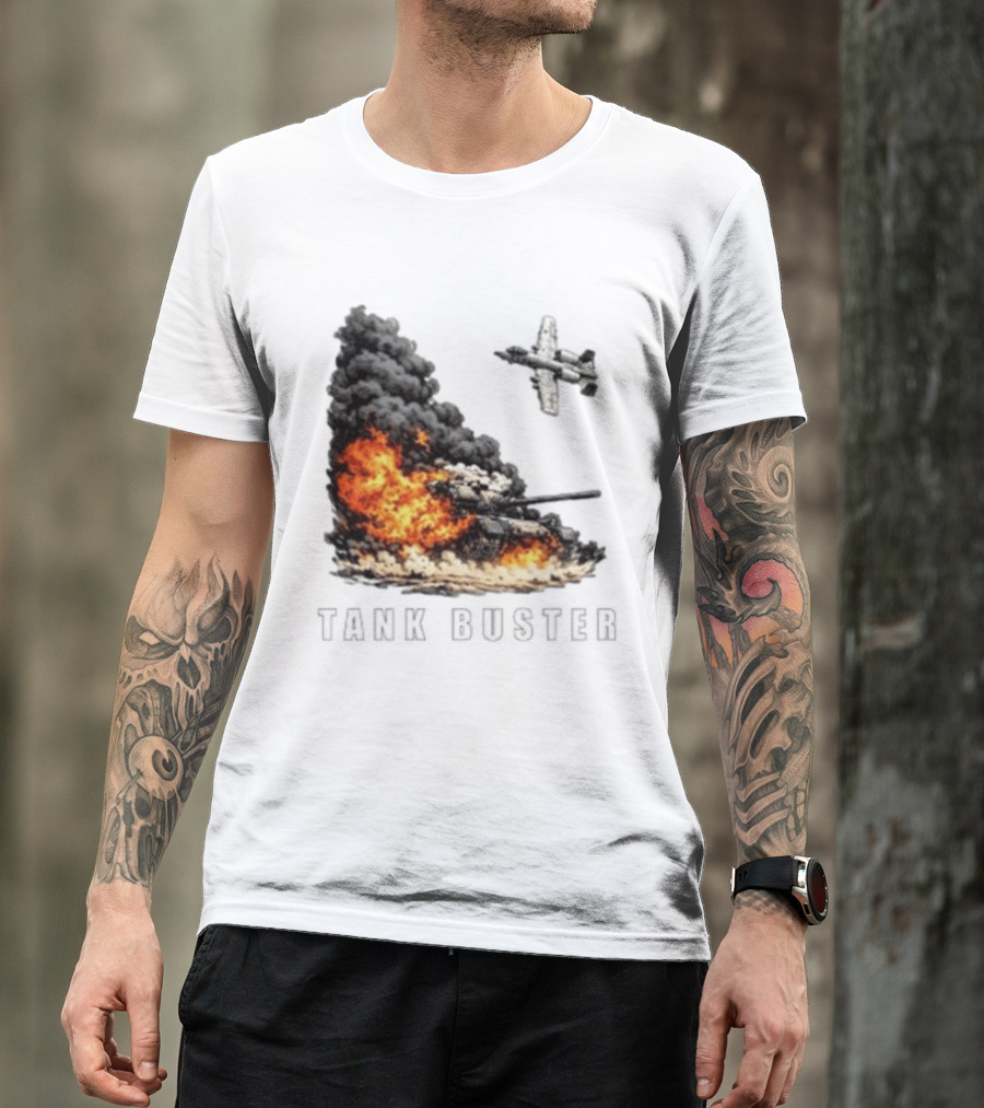 Tank Buster Explosion Fighter Plane Attack T-Shirt