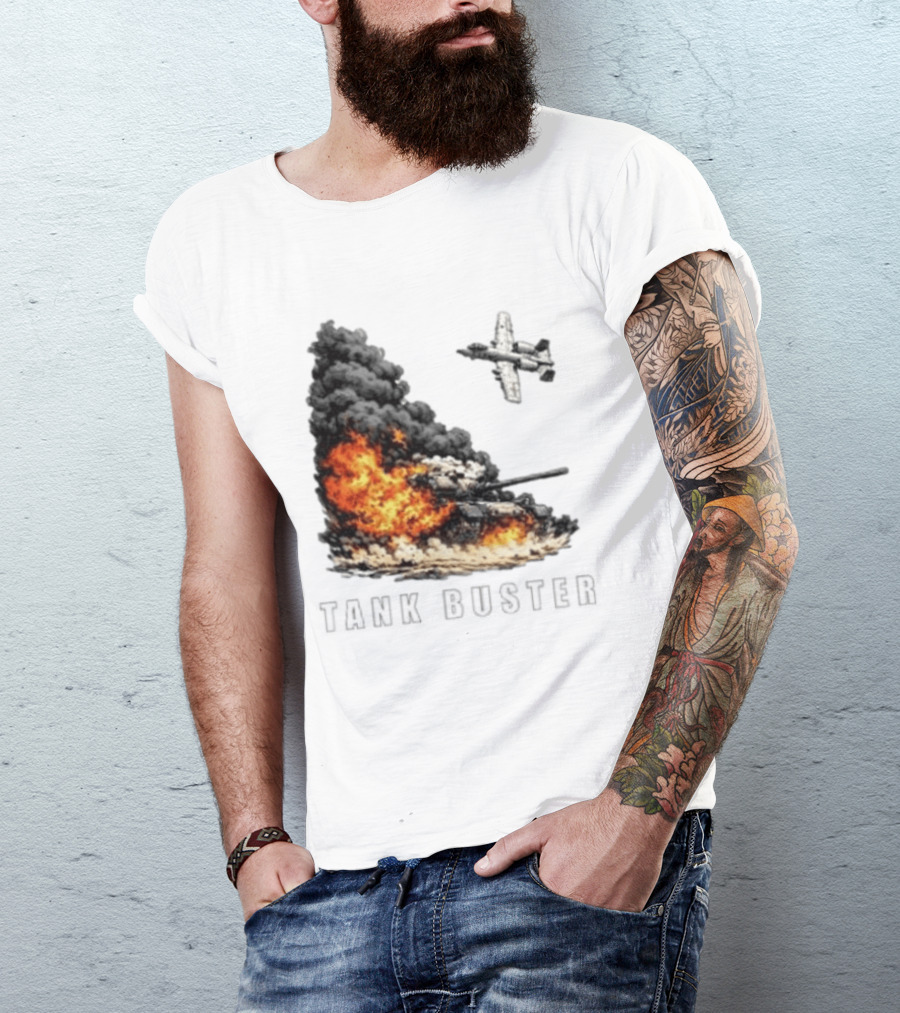 Tank Buster Explosion Fighter Plane Attack T-Shirt