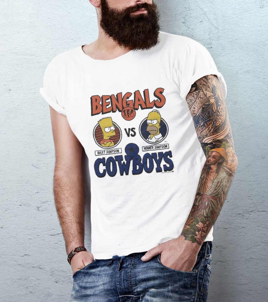 Bengals Vs Cowboys Bart Simpson Homer Simpson T-Shirt