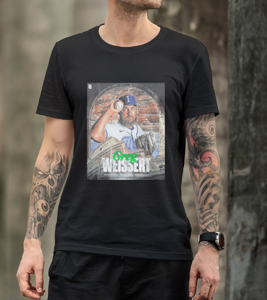 Greg Weissert Italy Pitcher Blue Colosseum Baseball Player T-Shirt